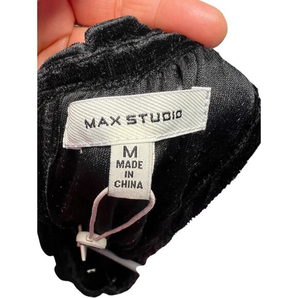 Max Studio Black Velvet Sleeveless Tie Neck Top, Y2K, WORK ATTIRE, MEDIUM - Picture 10 of 13